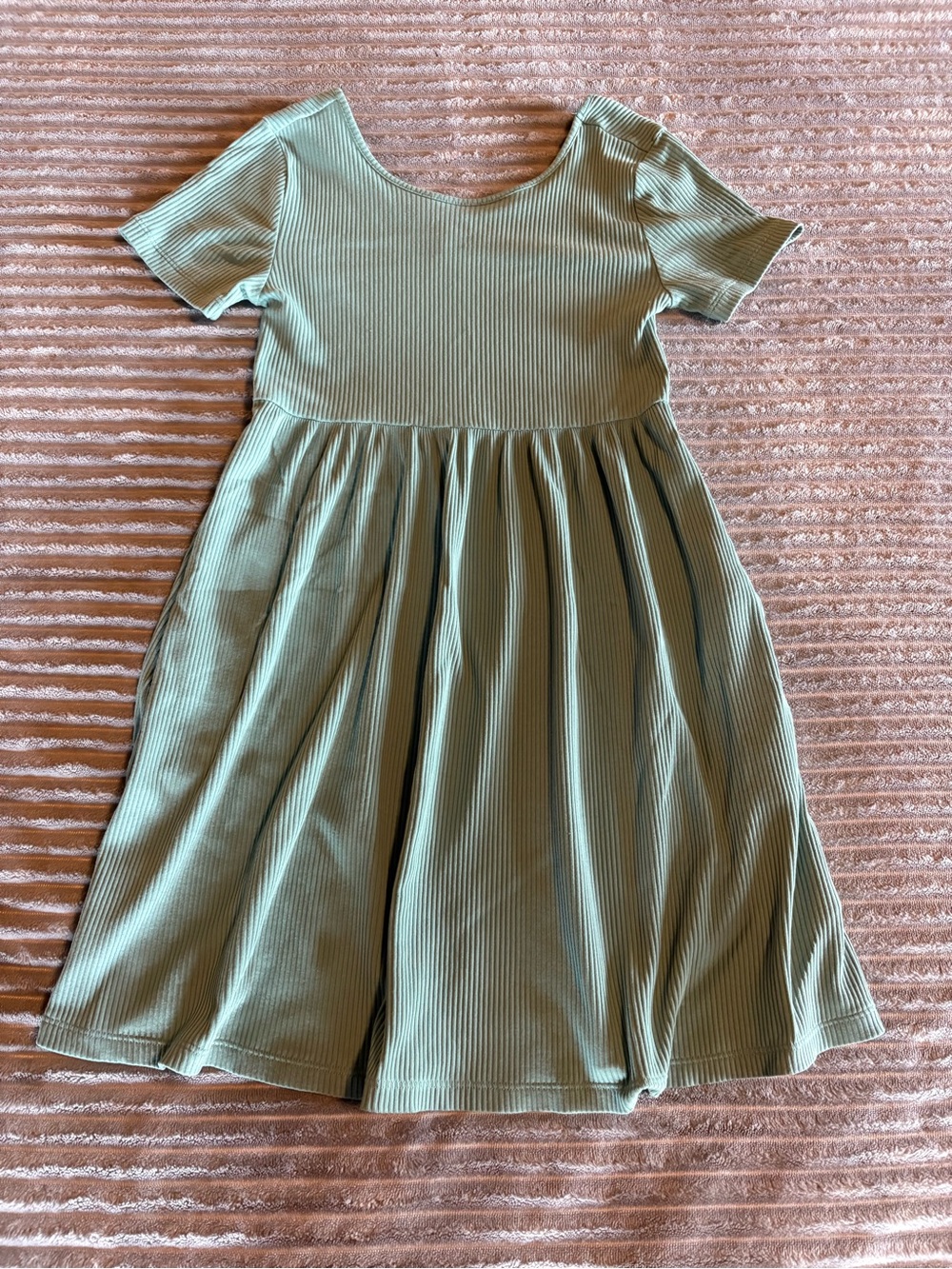 Old Navy Sea foam Green Ribbed Short Sleeve Twirl Dress